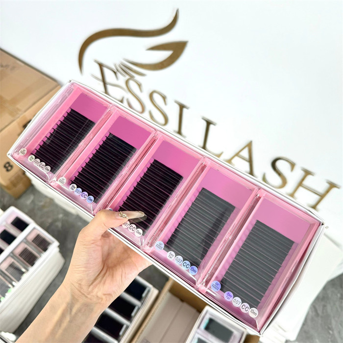 Custom Lash Tray Pink Boxes with Pink Private Label Card Cashmere Eyelash Extensions