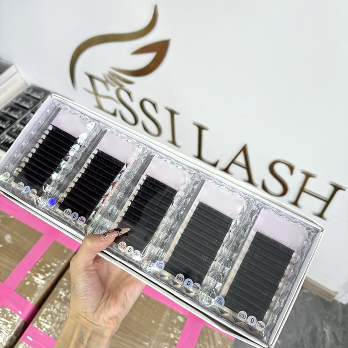 Customized Diamond Lid Lash Trays Cashmere Matte Black Eyelash Extensions with Private Labels